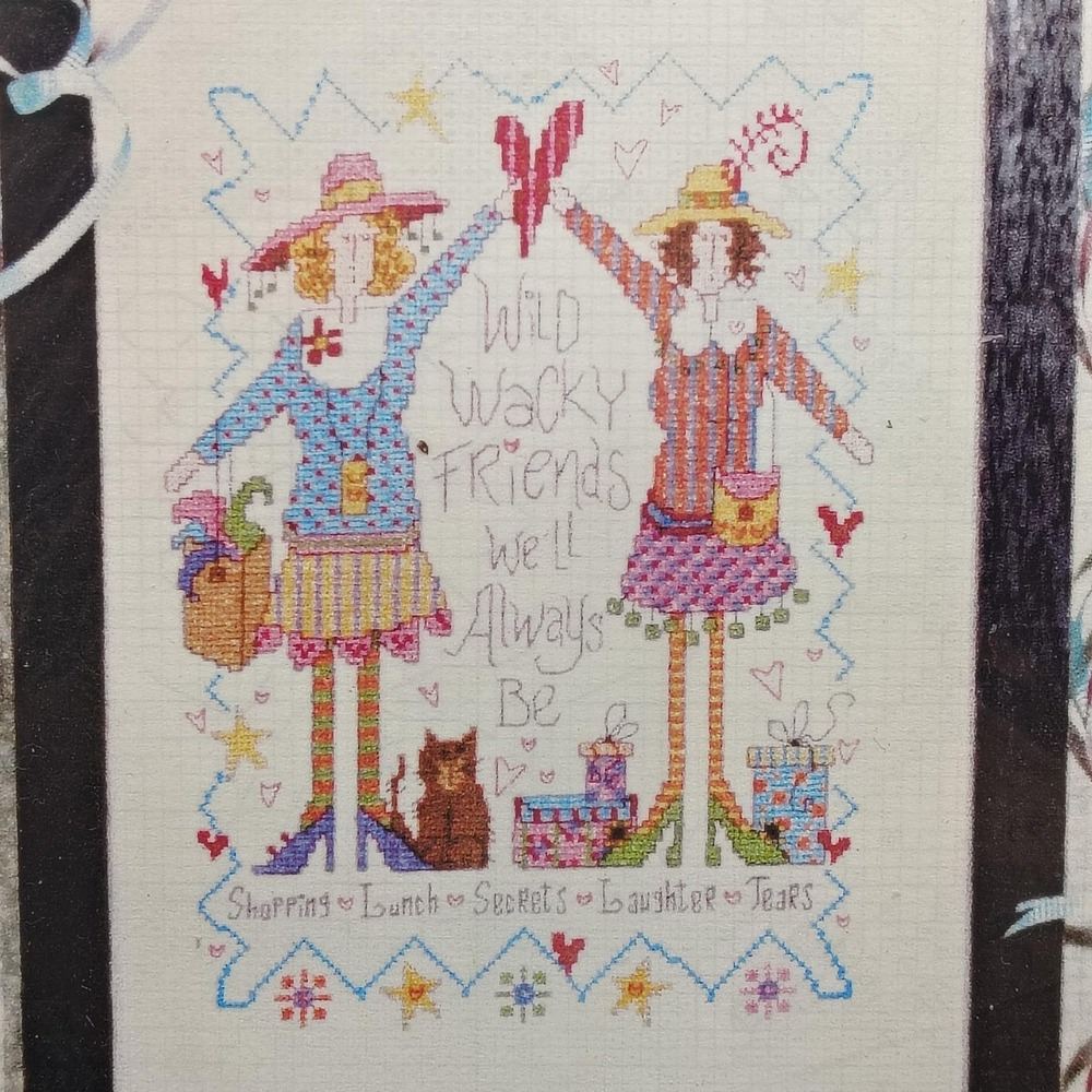 Imaginating Inc Wacky Friends Cross Stitch Kit Sampler Whimsical Boho